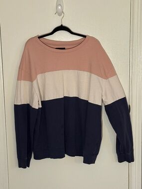 Original Use Colorblock Sweatshirt Pink White Navy Mens 2XL Pullover
